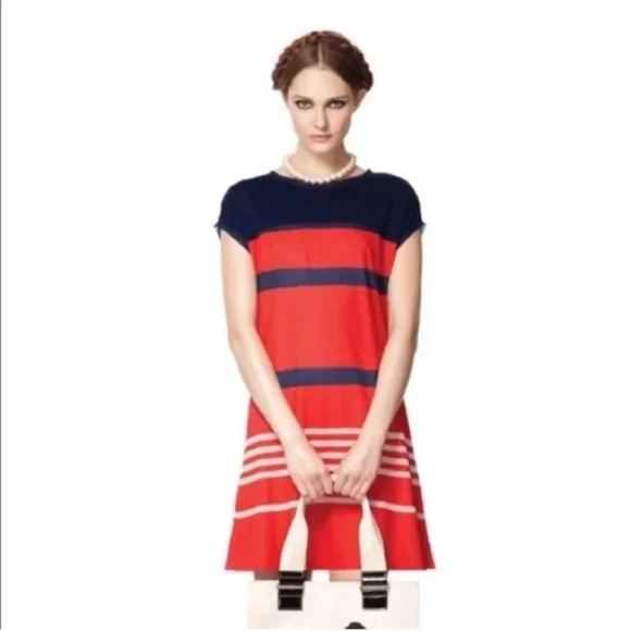 Jason Wu Red and Navy Shift Dress Small - Picture 1 of 7